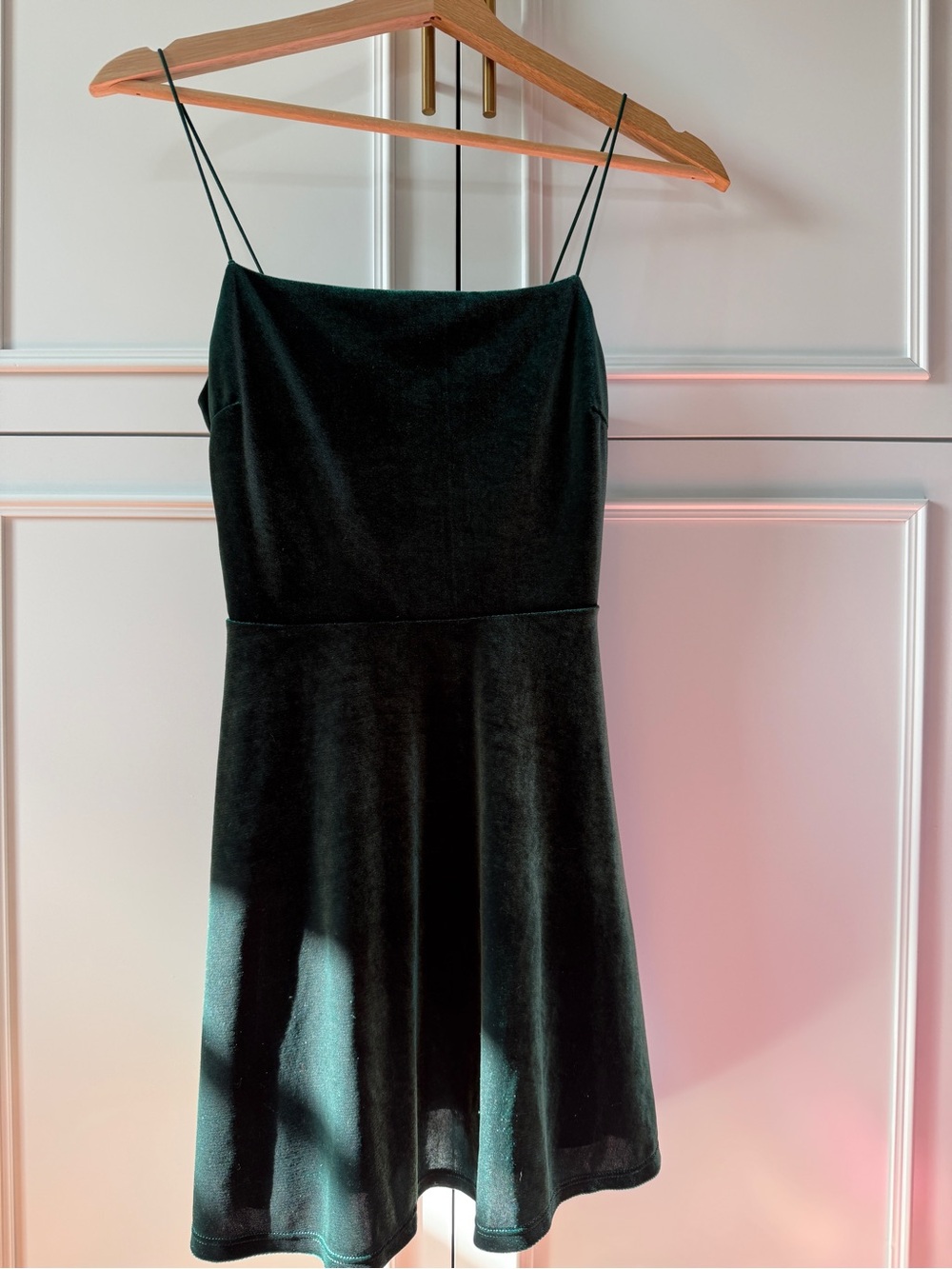 Urban Outfitters Black Velvet Spaghetti-Strap Dress